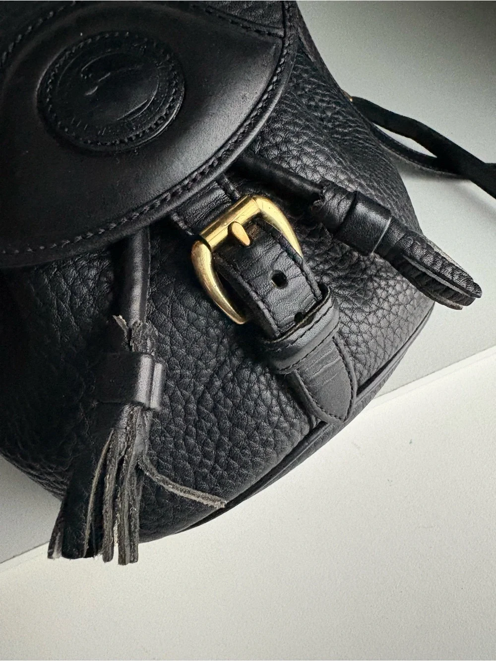 Dooney & Bourke awl Black Leather Mini Drawstring Buckle Bag - Picture 9 of 16